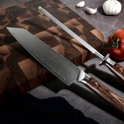  NO NAME Profesjonalny nóż kuchenny z ostrzałką stal damasceńska 67 warstw yd201-22