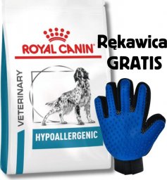  Royal Canin ROYAL CANIN Veterinary Dog Hypoallergenic sucha karma dla dorosłych psów z niepożądanymi reakcjami na pokarm 14 kg + Rękawica do czesania GRATIS!