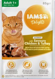  IAMS IAMS-Naturally karma dla dorosłych kotów, z aromatycznym kurczakiem i indykiem w sosie 85g