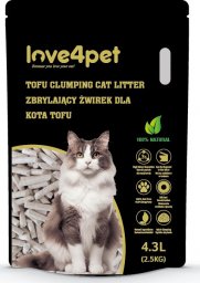 Żwirek dla kota Cat Sand Love4pet Żwirek zbrylający dla kota tofu 2,5kg 4,3L