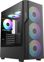 Obudowa 1stCOOL 1stCOOL skříň GAMER 5, Mid tower, AU, USB 3.0, USB-C, 2x 140 ARGB Fan, 1x 120 ARGB Fan, bez zdroje, černá