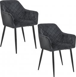  Fabryka Mebli Akord 2x Welurowe krzesło tapicerowane pikowane SJ.082 Czarne