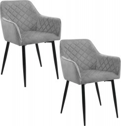  Fabryka Mebli Akord 2x Welurowe krzesło tapicerowane pikowane SJ.082 Szare