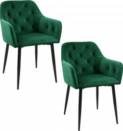  Fabryka Mebli Akord 2x Welurowe krzesło tapicerowane pikowane glamour SJ.030 Butelkowa Zieleń