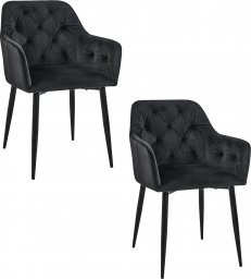 Fabryka Mebli Akord 2x Welurowe krzesło tapicerowane pikowane glamour SJ.030 Czarne