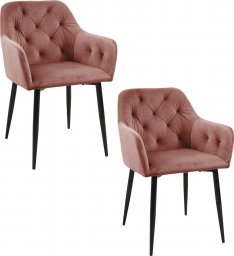  Fabryka Mebli Akord 2x Welurowe krzesło tapicerowane pikowane glamour SJ.030 Różowe
