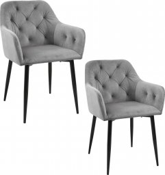  Fabryka Mebli Akord 2x Welurowe krzesło tapicerowane pikowane glamour SJ.030 Szare