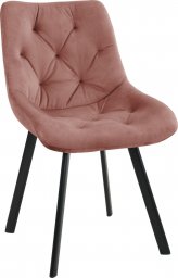  Fabryka Mebli Akord Welurowe krzesło tapicerowane pikowane SJ.33 Różowe