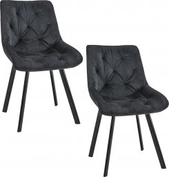  Fabryka Mebli Akord 2x Welurowe krzesło glamour tapicerowane pikowane SJ.33 Czarne