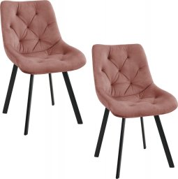  Fabryka Mebli Akord 2x Welurowe krzesło glamour tapicerowane pikowane SJ.33 Różowe