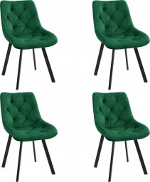  Fabryka Mebli Akord 4x Welurowe krzesło tapicerowane glamour pikowane SJ.33 Butelkowa Zieleń