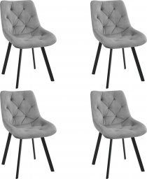  Fabryka Mebli Akord 4x Welurowe krzesło tapicerowane glamour pikowane SJ.33 Szare