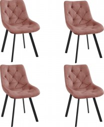  Fabryka Mebli Akord 4x Welurowe krzesło tapicerowane glamour pikowane SJ.33 Różowe