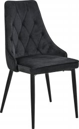  Fabryka Mebli Akord Welurowe krzesło tapicerowane pikowane SJ.054 Czarne
