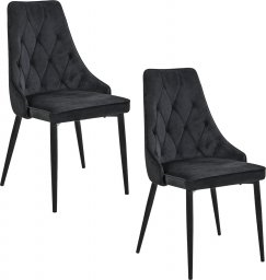  Fabryka Mebli Akord 2x Welurowe krzesło tapicerowane pikowane glamour SJ.054 Czarne