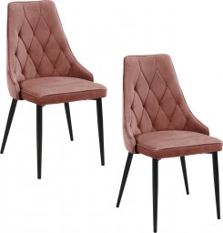  Fabryka Mebli Akord 2x Welurowe krzesło tapicerowane pikowane glamour SJ.054 Różowe