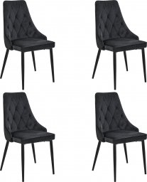 Fabryka Mebli Akord 4x Welurowe krzesło tapicerowane pikowane SJ.054 Czarne