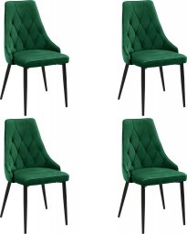  Fabryka Mebli Akord 4x Welurowe krzesło tapicerowane pikowane SJ.054 Butelkowa Zieleń