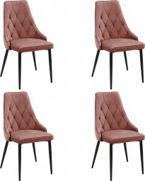  Fabryka Mebli Akord 4x Welurowe krzesło tapicerowane pikowane SJ.054 Różowe