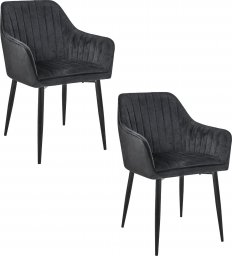  Fabryka Mebli Akord 2x Welurowe krzesło tapicerowane pikowane SJ.040 Czarne