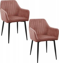  Fabryka Mebli Akord 2x Welurowe krzesło tapicerowane pikowane SJ.040 Różowe