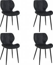 Fabryka Mebli Akord 4x Welurowe krzesło tapicerowane pikowane glamour SJ.17 Czarne