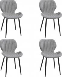  Fabryka Mebli Akord 4x Welurowe krzesło tapicerowane pikowane glamour SJ.17 Szare