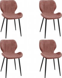  Fabryka Mebli Akord 4x Welurowe krzesło tapicerowane pikowane glamour SJ.17 Różowe