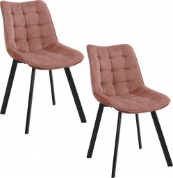  Fabryka Mebli Akord 2x Welurowe krzesło tapicerowane pikowane SJ.28 Różowe