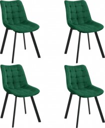  Fabryka Mebli Akord 4x Welurowe krzesło tapicerowane pikowane SJ.28 Butelkowa Zieleń
