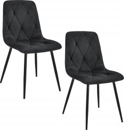  Fabryka Mebli Akord 2x Welurowe krzesło tapicerowane glamour pikowane SJ.3 Czarne