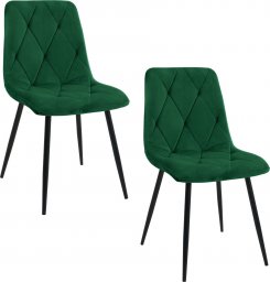  Fabryka Mebli Akord 2x Welurowe krzesło tapicerowane glamour pikowane SJ.3 Butelkowa Zieleń