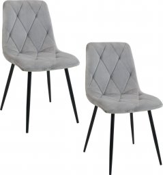  Fabryka Mebli Akord 2x Welurowe krzesło tapicerowane glamour pikowane SJ.3 Szare