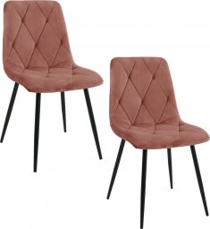  Fabryka Mebli Akord 2x Welurowe krzesło tapicerowane glamour pikowane SJ.3 Różowe