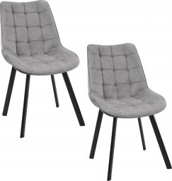  Fabryka Mebli Akord 2x Welurowe krzesło tapicerowane pikowane SJ.22 Szare