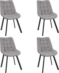  Fabryka Mebli Akord 4x Welurowe krzesło tapicerowane pikowane SJ.22 Szare