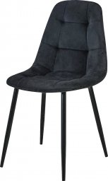  Fabryka Mebli Akord Welurowe krzesło tapicerowane pikowane SJ.1 Czarne