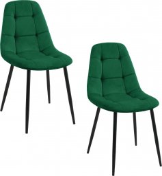  Fabryka Mebli Akord 2x Welurowe krzesło tapicerowane glamour pikowane SJ.1 Butelkowa Zieleń