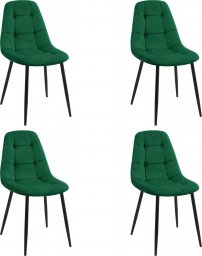  Fabryka Mebli Akord 4x Welurowe krzesło tapicerowane pikowane SJ.1 Butelkowa Zieleń