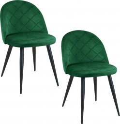  Fabryka Mebli Akord 2x Welurowe krzesło tapicerowane pikowane SJ.077 Butelkowa Zieleń