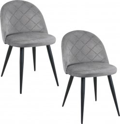  Fabryka Mebli Akord 2x Welurowe krzesło tapicerowane pikowane SJ.077 Szare