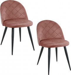  Fabryka Mebli Akord 2x Welurowe krzesło tapicerowane pikowane SJ.077 Różowe
