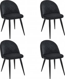  Fabryka Mebli Akord 4x Welurowe krzesło tapicerowane pikowane glamour SJ.077 Czarne