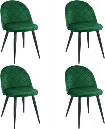 Fabryka Mebli Akord 4x Welurowe krzesło tapicerowane pikowane glamour SJ.077 Butelkowa Zieleń