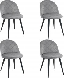  Fabryka Mebli Akord 4x Welurowe krzesło tapicerowane pikowane glamour SJ.077 Szare