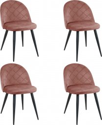  Fabryka Mebli Akord 4x Welurowe krzesło tapicerowane pikowane glamour SJ.077 Różowe