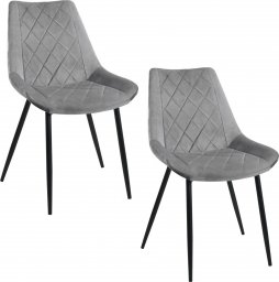 Fabryka Mebli Akord 2x Welurowe krzesło tapicerowane pikowane SJ.0488 Szare