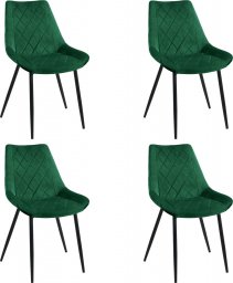  Fabryka Mebli Akord 4x Welurowe krzesło tapicerowane glamour pikowane SJ.0488 Butelkowa Zieleń