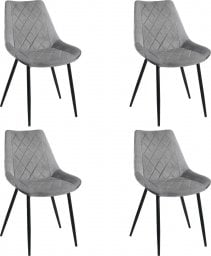  Fabryka Mebli Akord 4x Welurowe krzesło tapicerowane glamour pikowane SJ.0488 Szare