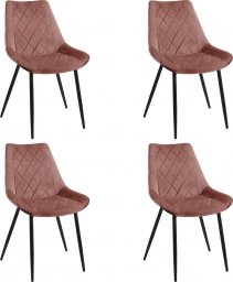  Fabryka Mebli Akord 4x Welurowe krzesło tapicerowane glamour pikowane SJ.0488 Różowe